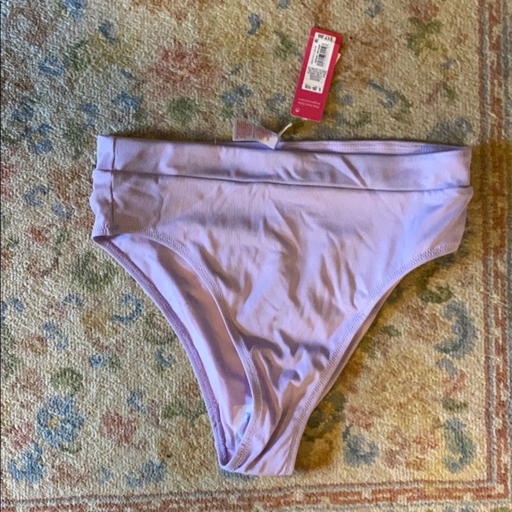 NWT High Waist/Leg Ribbed Bikini Bottom